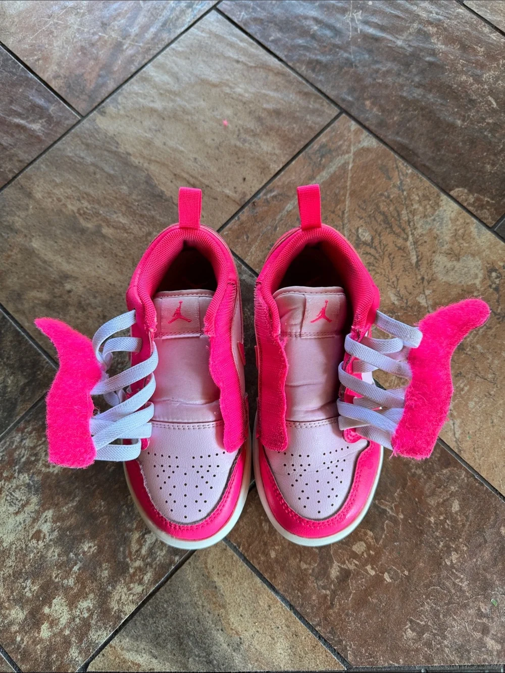 Nike Air Jordan Kids Hot Pink and Light Pink Low-Top Sneakers size (12c)